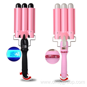 Three Barrel Ceramic Ionic Display Hair Curling Iron